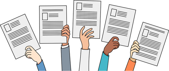 People hands holding CV apply for vacancy