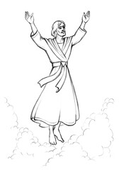 Fototapeta premium Jesus ascends to heaven. Pencil drawing