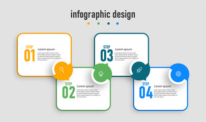 Elegant Infographic design business template with icons and 4 options or steps. Can be used for process diagram, presentations, workflow layout, banner, flow chart,
