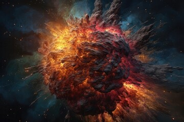 Fototapeta premium Cosmic explosion, complete with Hollywood-style special effects