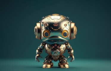 Small cute futuristic volumino robot in a 3d cartoon style. Generated ai.