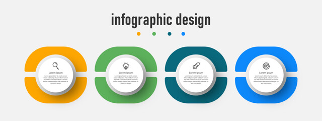 Infographic Elegant business cirlce template with icons and 4 options or steps. Can be used for process diagram, presentations, workflow layout, banner, flow chart,