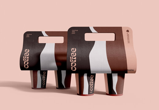  Coffee Cups with Holder Mockup