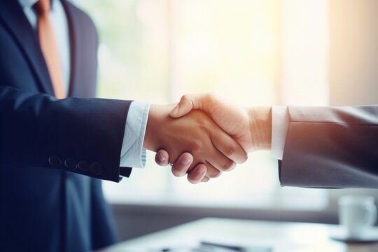two businessmen shaking hands, generative ai