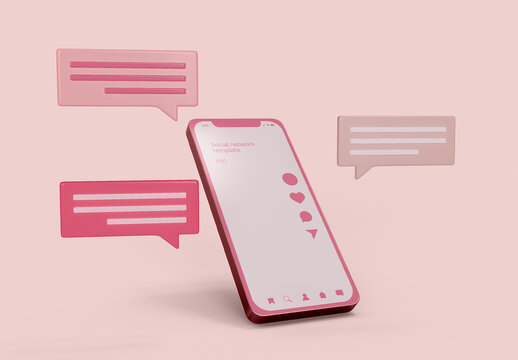Smartphone with Notification Bubbles Mockup