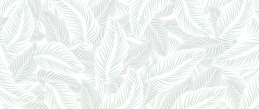 Abstract botanical background pattern vector. Tropical wallpaper with leaves, leaves design on white background. Botanical texture design for print, wall art and wallpaper, fabric, prints.