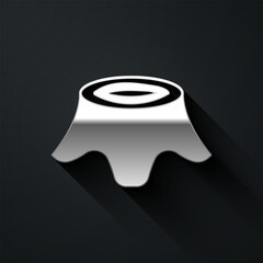 Silver Tree stump icon isolated on black background. Long shadow style. Vector