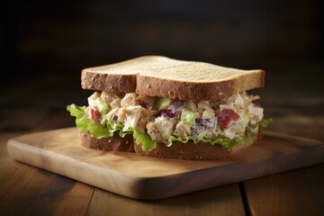 Chicken or turkey breast sliced meat on bread for toasts layered club sandwich