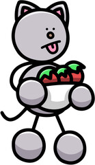 野菜を収穫するにゃんまるのイラスト(左右反転バージョン)　猫