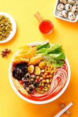 Picture of Luosifen or rice noodles with snail,Liuzhou river snails rice noodle,Special food in Liuzhou, Guangxi, China