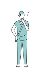 疑問を持って首をかしげる男性入院患者