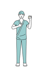 クレジット決済を勧める男性入院患者