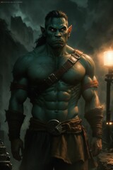 Fototapeta na wymiar Picture of a Warrior Orc ready for battle, fantasy, RPG caracter