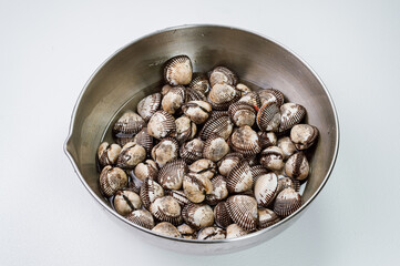 Fresh seafood cockles in a bowl