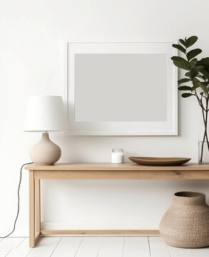 scandinavian design. View of modern scandinavian style interior with artwork mock up on wall	White living room design. View of modern scandinavian style interior with artwork mock up on wall	