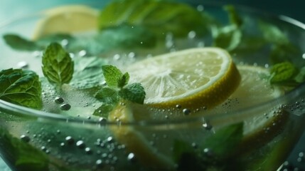 mojito cocktail with lime and mint 