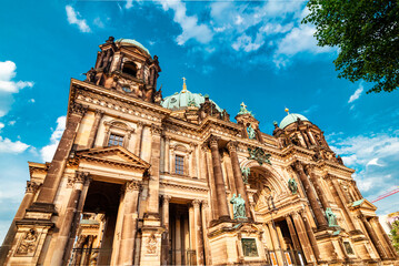 Berlin, Germany Summer 2015. Impression of the Berlin Dom on blue sky background. The dome is a...