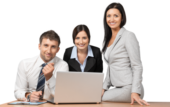 Portrait of Business People Working with Laptop