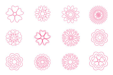 Icon set of flower. Editable vector pictograms isolated on a white background. Trendy outline symbols for mobile apps and website design. Premium pack of icons in trendy line style.