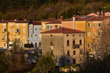 Fototapeta na wymiar The buildings of the town of Labin, Istria, Croatia.