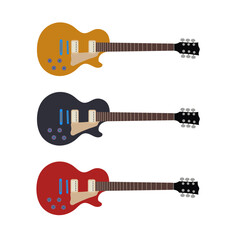 Obraz na płótnie Canvas Electric guitar icon. Gibson Les Paul instrument set vector ilustration.