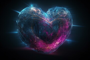 Ethereal love heart with mystical energy. Generative AI