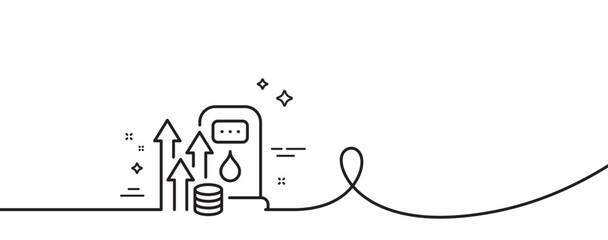 Petrol price line icon. Continuous one line with curl. Fuel price sign. Diesel rate symbol. Fuel price single outline ribbon. Loop curve pattern. Vector