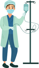 Nurse with medical dropper illustration in color cartoon style. Editable vector graphic design.