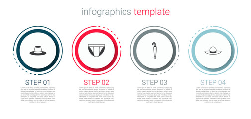 Set Man hat, Men underpants, Umbrella and Elegant women. Business infographic template. Vector