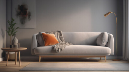 Soft sofa on background, illustration. Al generated