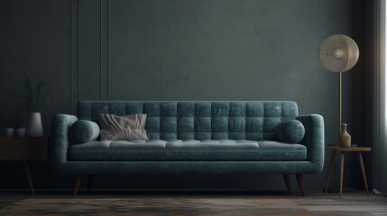 Obraz premium Soft sofa on background, illustration. Al generated