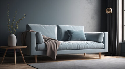 Soft sofa on background, illustration. Al generated