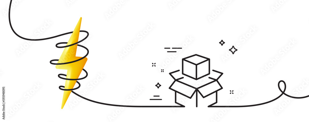 Poster box line icon. continuous one line with curl. delivery parcel sign. packing boxes symbol. packing bo