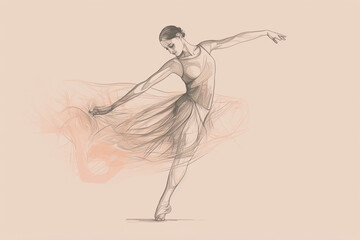 Movement of a dancing woman, watercolor painting, Generative AI