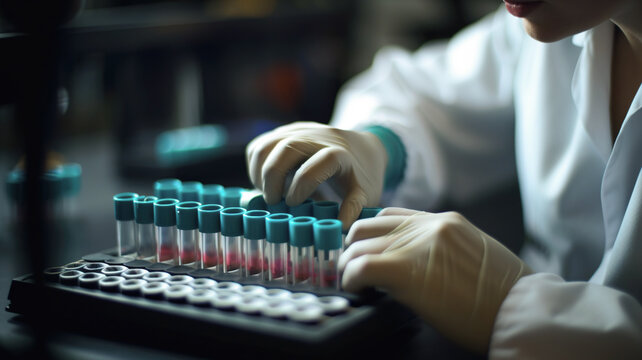 A close-up of a DNA microarray, with tiny probes detecting the presence or absence of specific genetic sequences. AI generated image