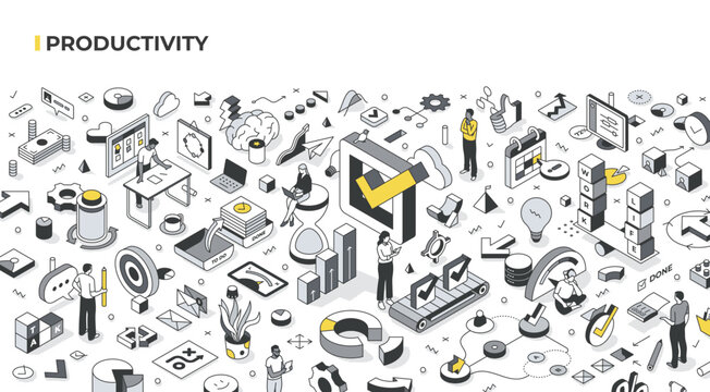Productivity and Task Management Isometric Illustration