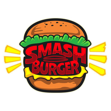 smash burger food brand vector illustration logo