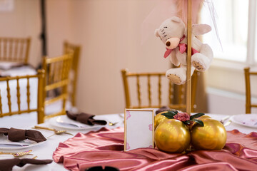 Pink birthday party table decoration