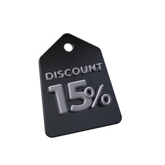 discount price tag 3d render transparent background