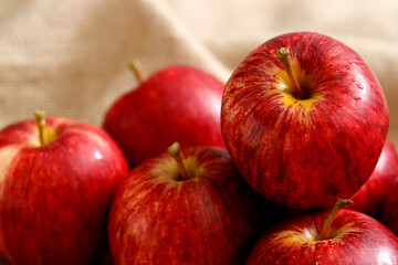 Fresh red apples in the supermarket