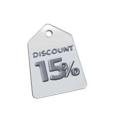 discount price tag 3d render transparent background