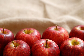 fresh red apple texture background in the supermarket