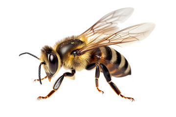 Bee insect close-up. PNG file is detailly isolated with transparent background. Generative Ai