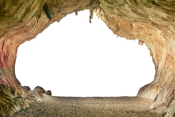 Big empty cave with entrance exit in PNG isolated on transparent background