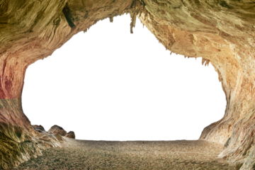 Big empty cave with entrance exit in PNG isolated on transparent background