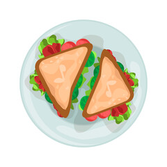 Sandwich illustration in color cartoon style. Editable vector graphic design.