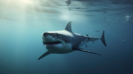 Obraz premium Shark swimming in the sea. Generative AI.