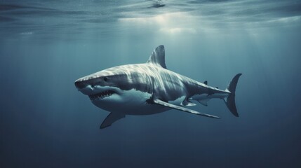 Shark swimming in the sea. Generative AI.