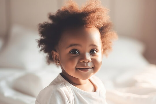 Portrait of cute little baby, generative ai.