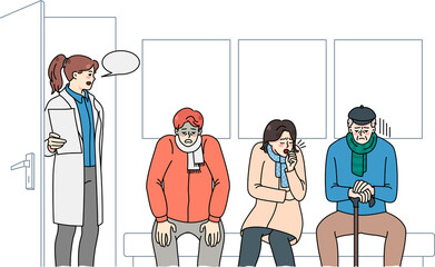 Patients in line waiting for doctor appointment